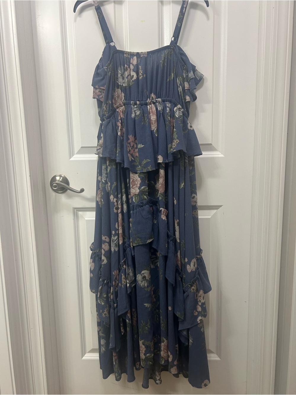 torrid Floral Ruffled Maxi Dress Divine Diana Floral Navy NWOT SIZE 00 /Fit14-16 - Picture 10 of 12